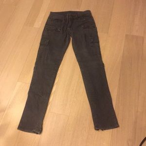 Really cute straight leg dark grey cargo jeans